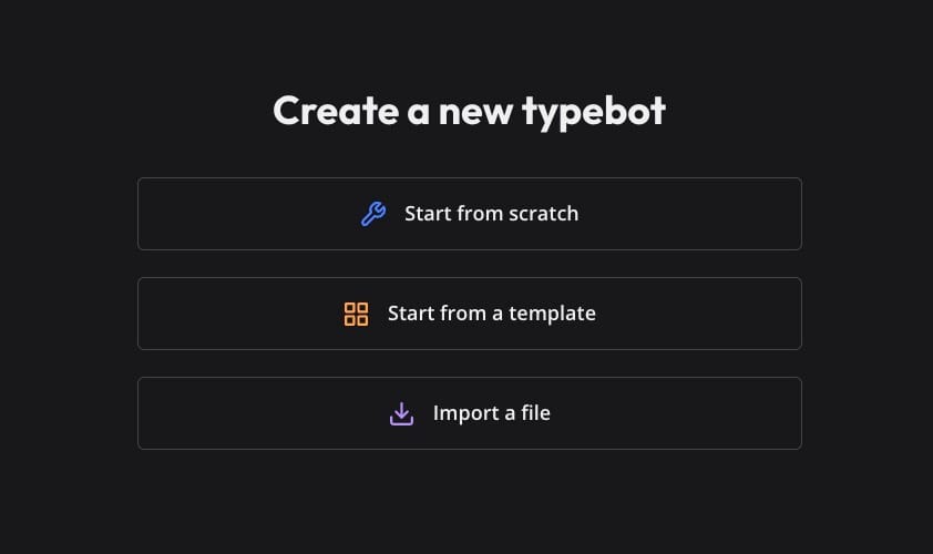 Creating new typebot screen