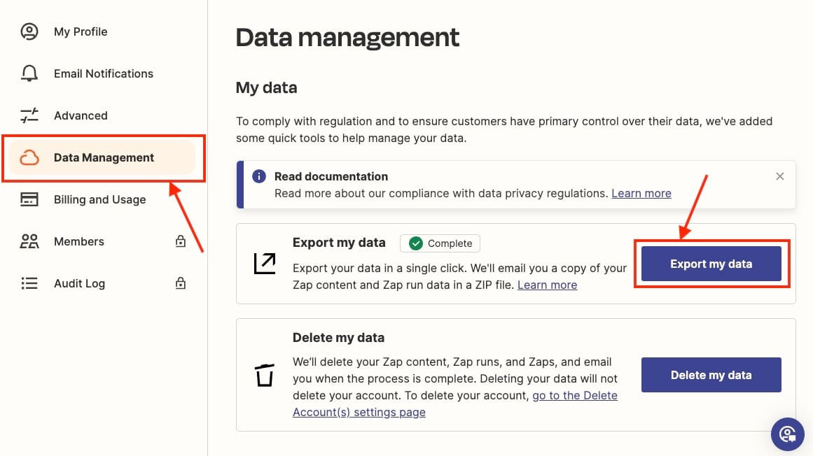 Data management window