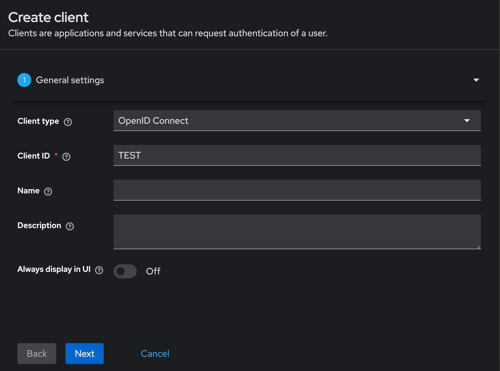 Creating client in keycloak