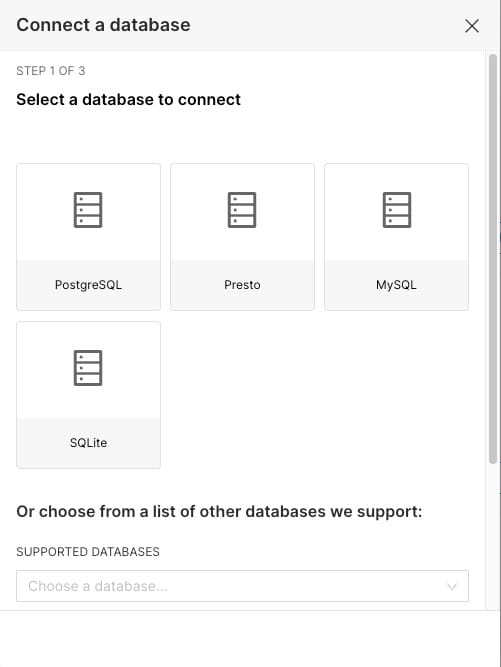 Selecting database in superset