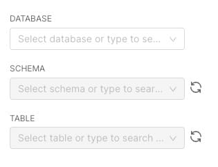 Seleting database, schema, table in superset