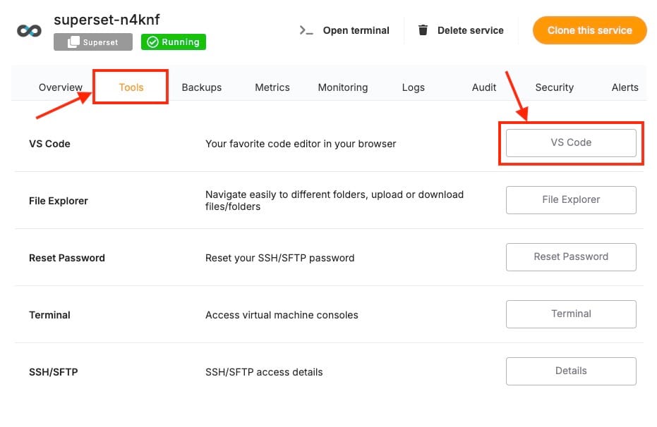 Accessing VS Code in Elestio