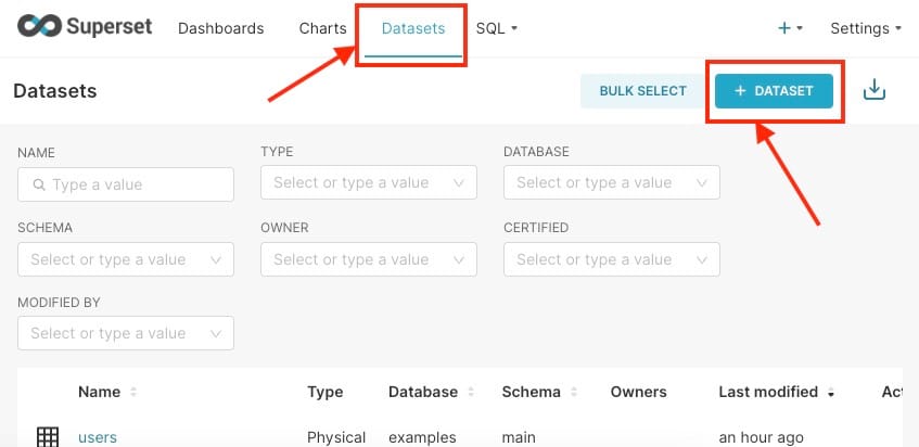 Adding dataset to your superset