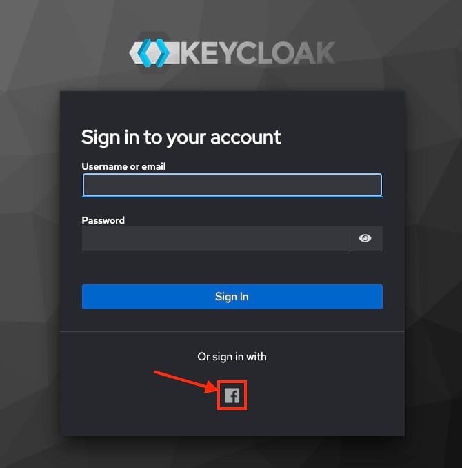 Facebook as signin option in keycloak