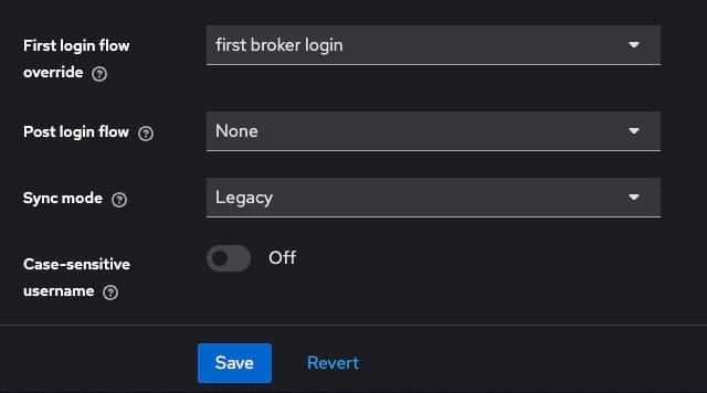 Selecting first login flow override in keycloak