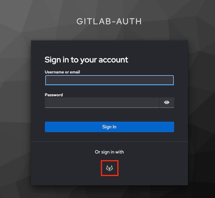 Auth screen with GitLab IDP