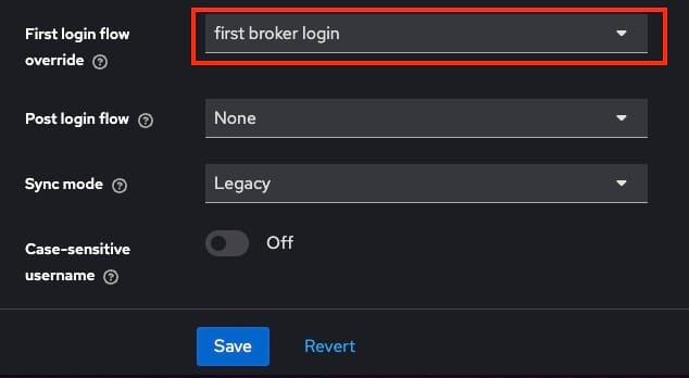 Changing the first login flow in keycloak