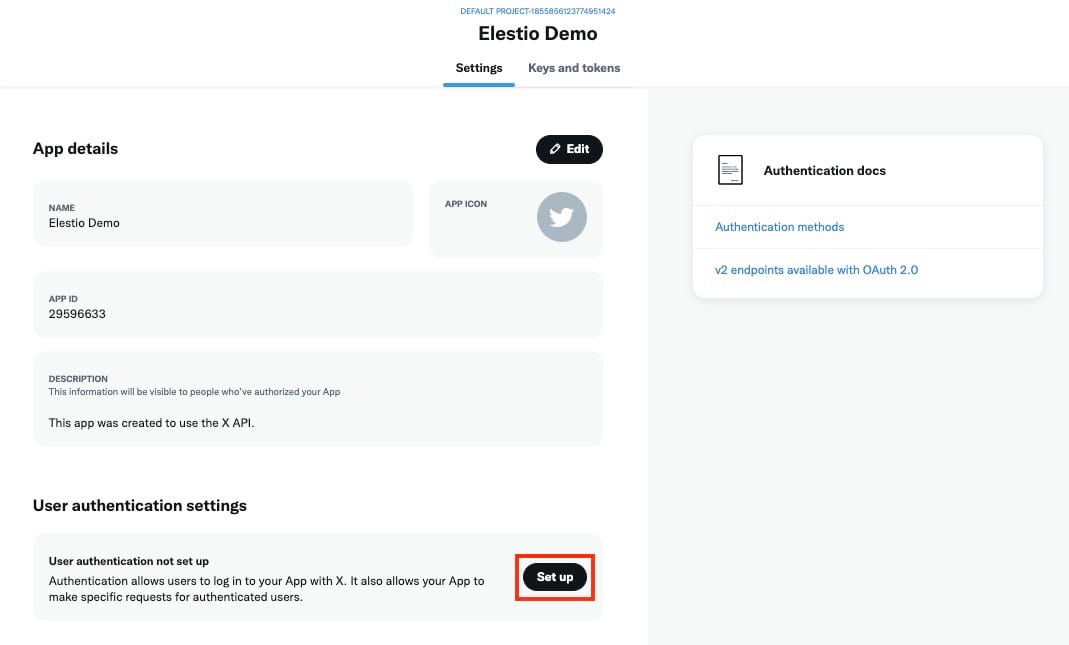 Setting up authentication setting in Twitter Developer Portal