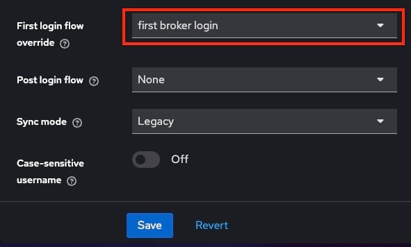 Configuring first login flow in keycloak