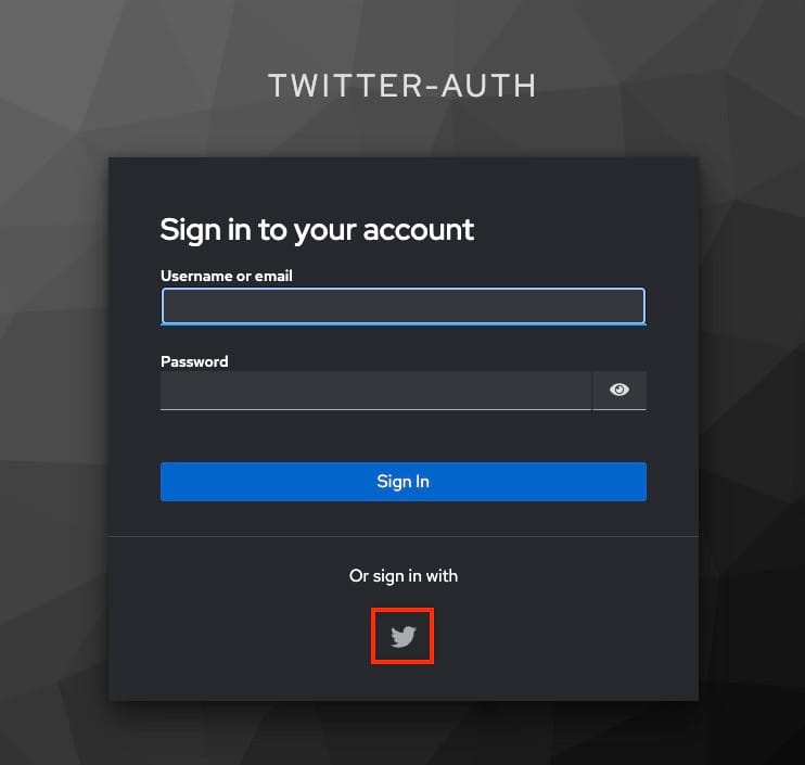 Twitter as a sign-in option