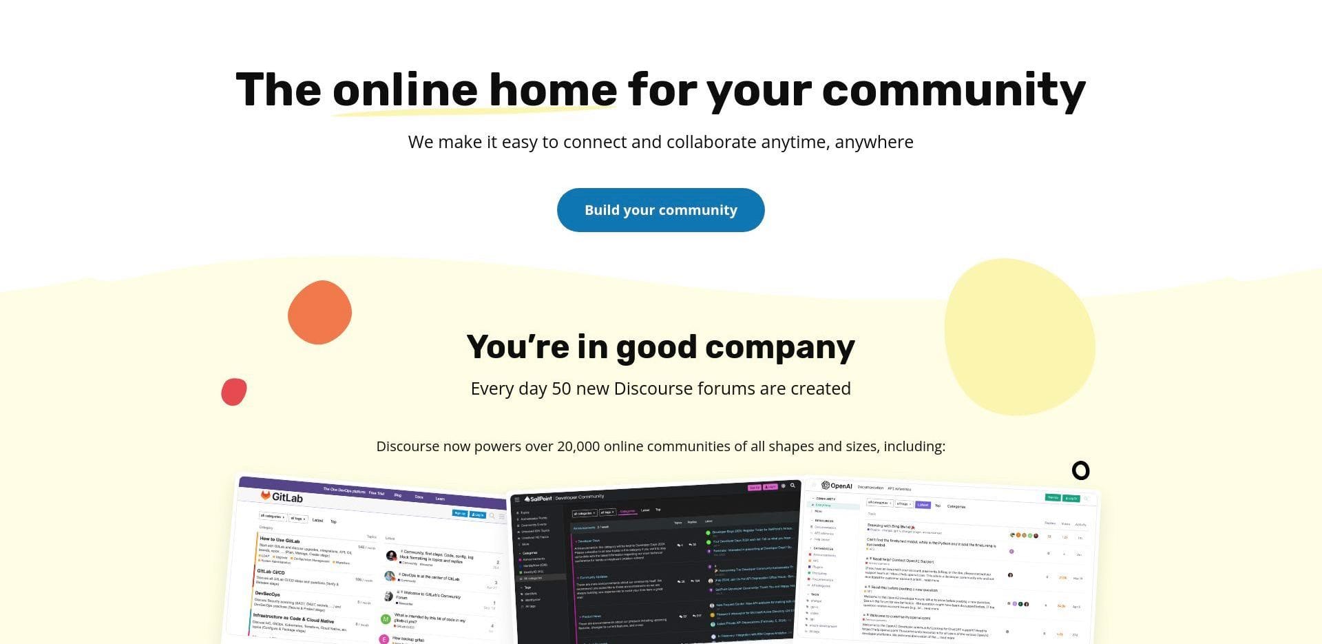 Discourse landing page