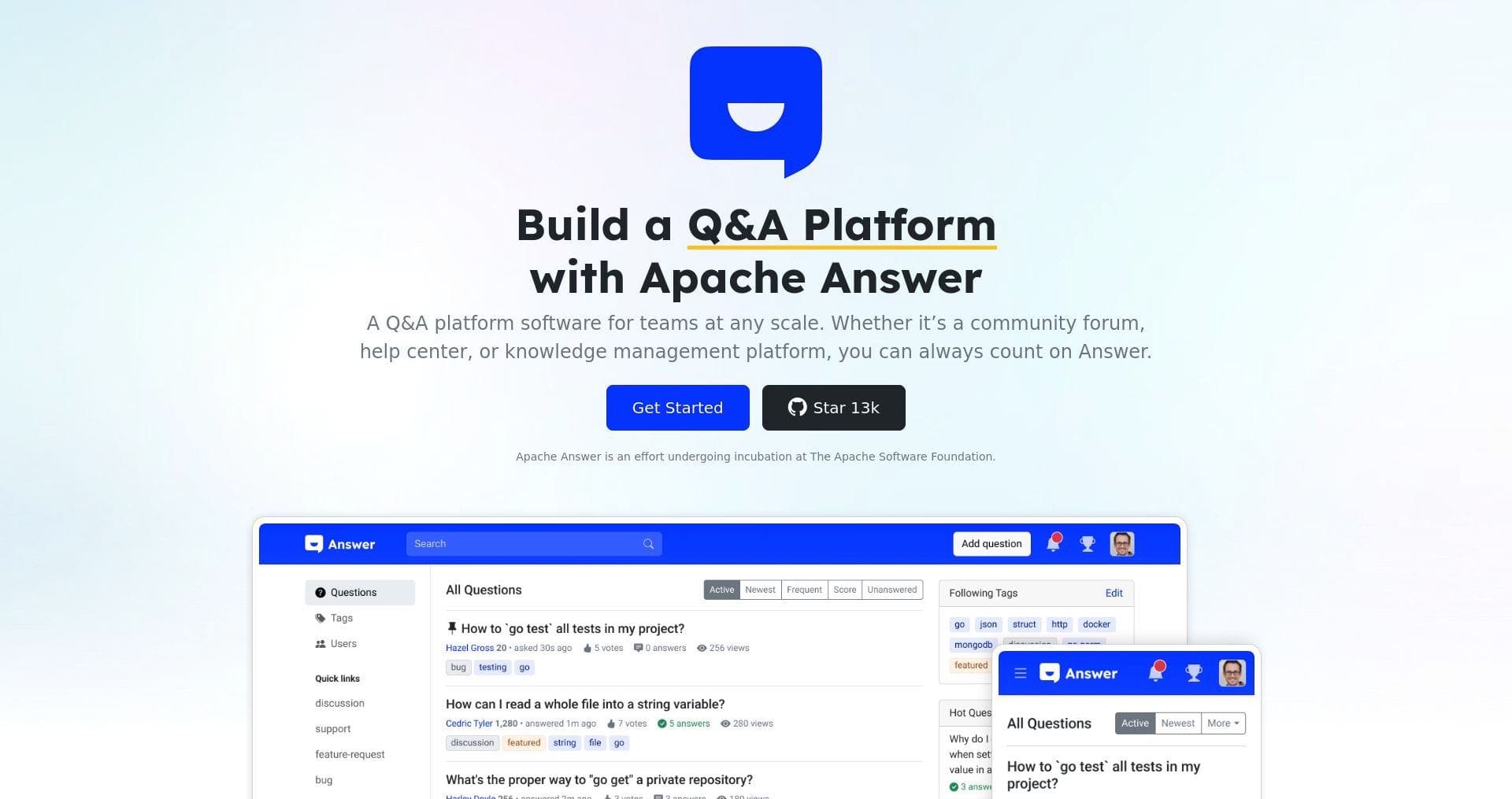 Apache answer landing page