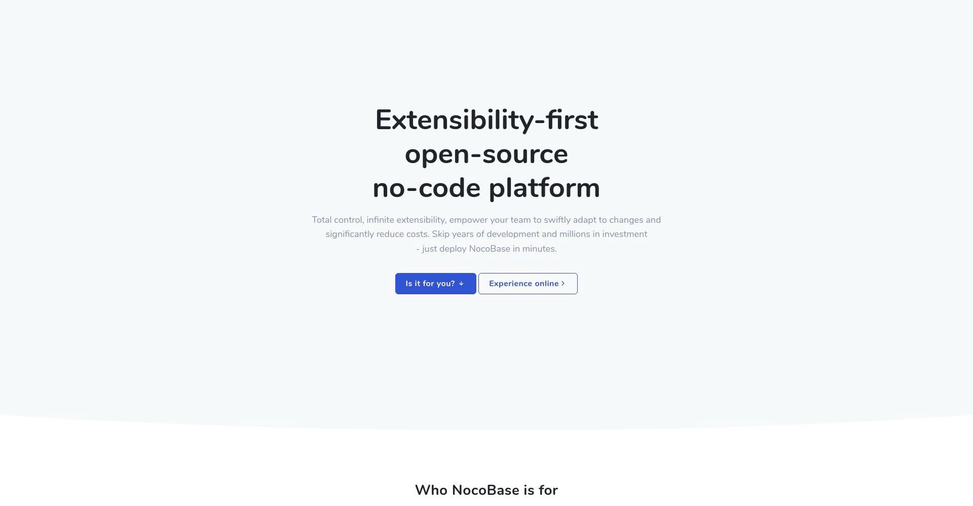 Nocobase landing page