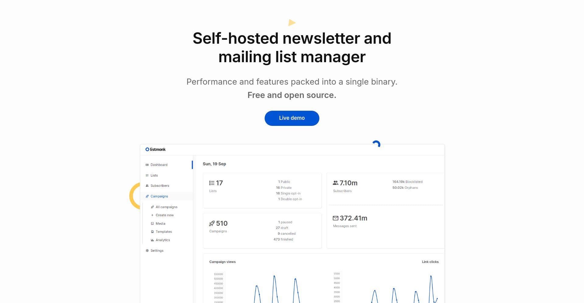 Listmonk landing page