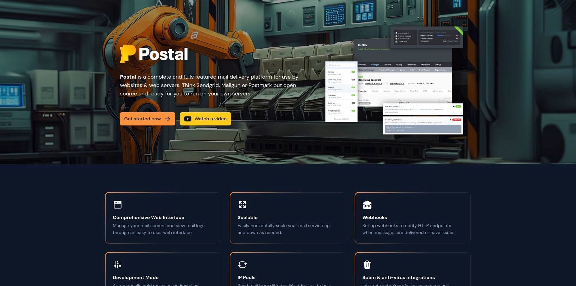 Postal landing page