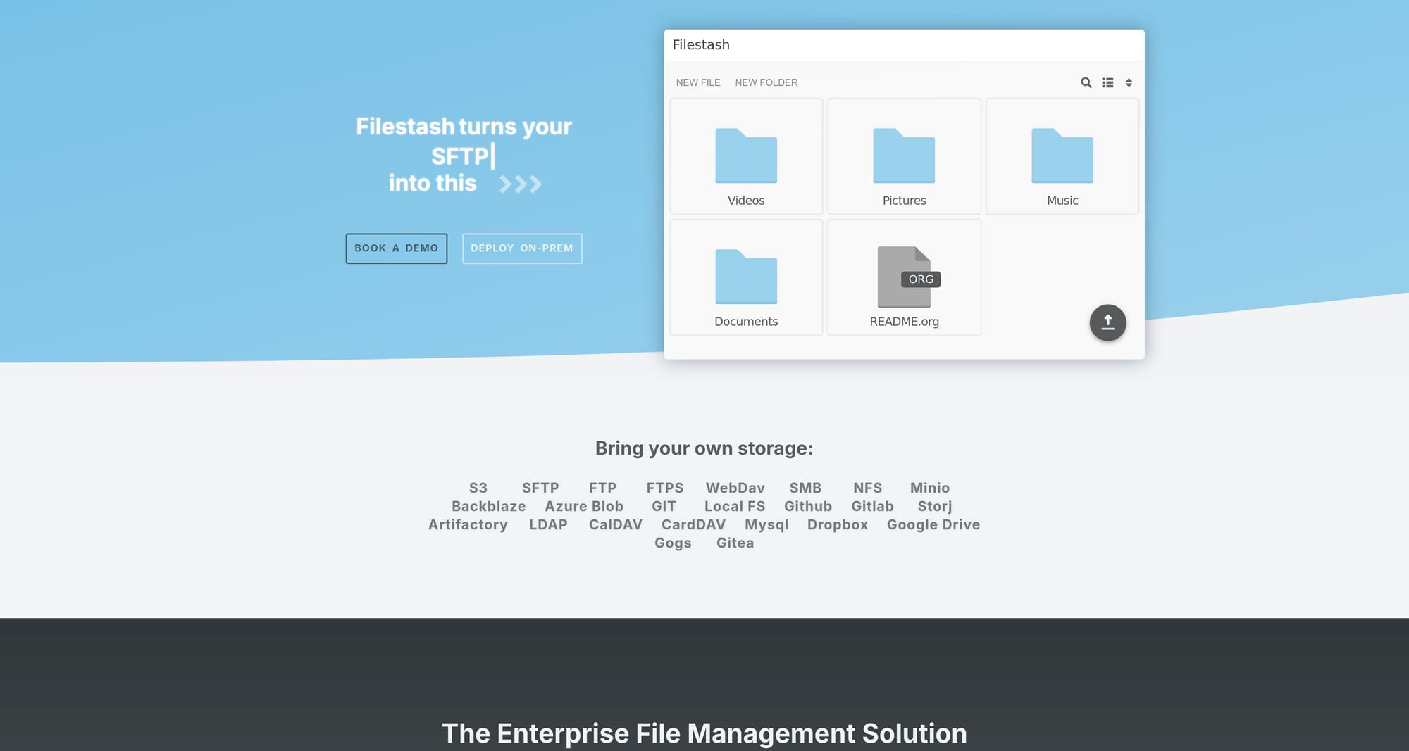 Filestash landing page