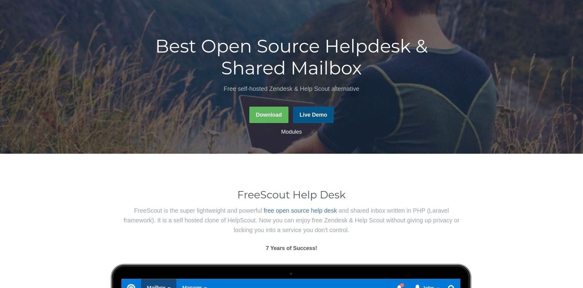 FreeScout landing page