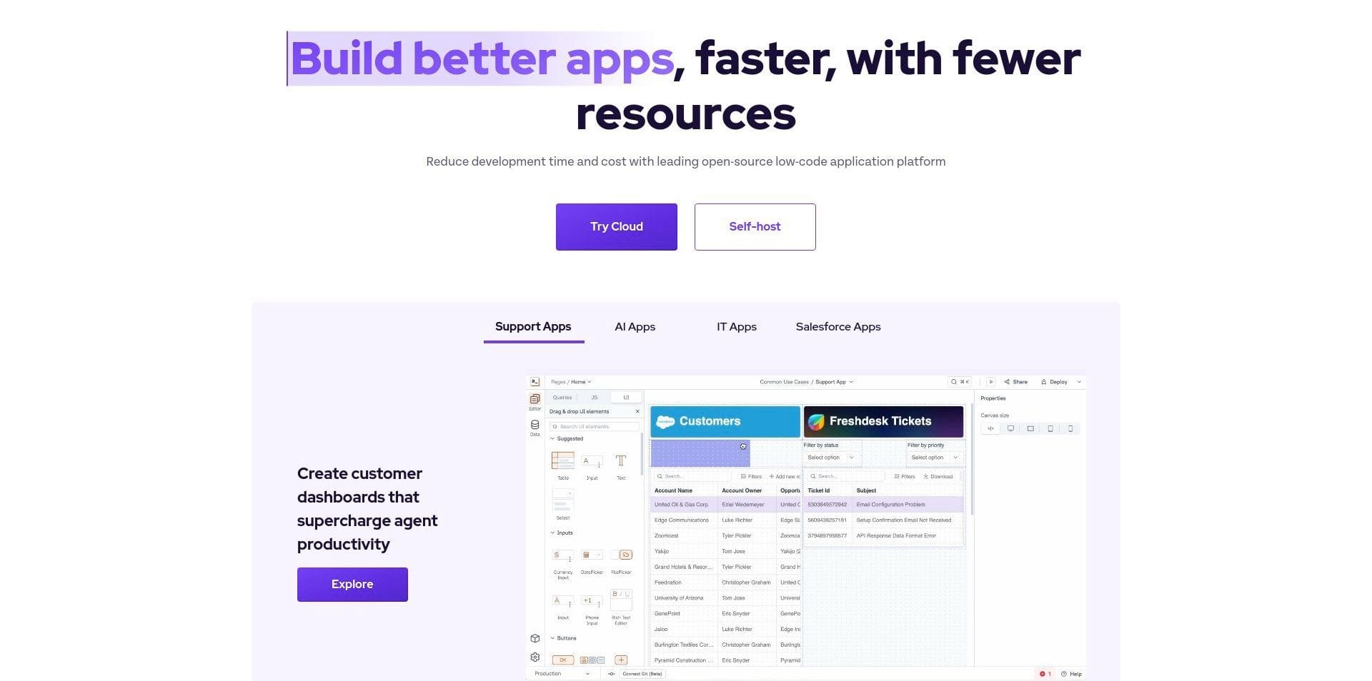 Appsmith landing page