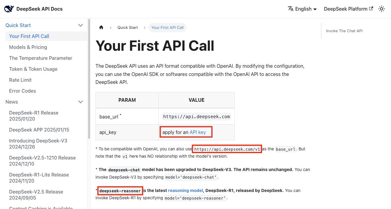 DeepSeek ApI Documentation