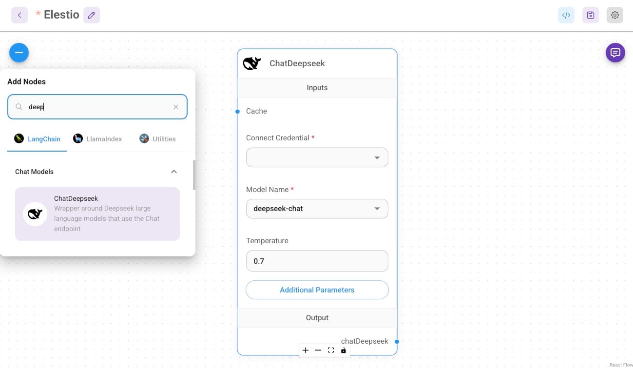 ChatDeepSeek node on FlowiseAI