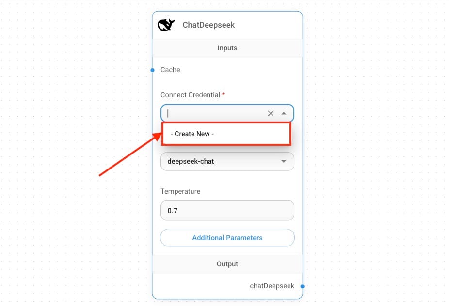 Create New Button to add credentials in FlowiseAI