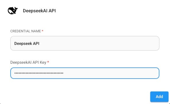 Adding API key in crendentials in FlowiseAI