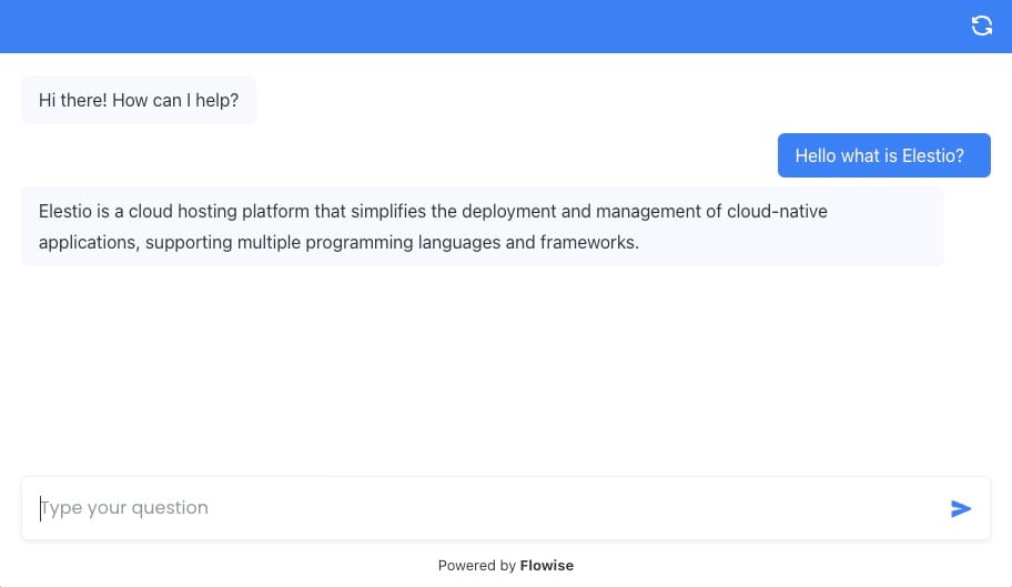 Input and output response in FlowiseAI chat box