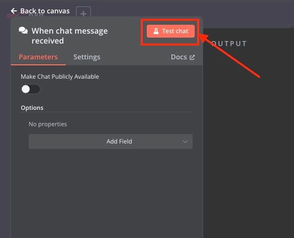 Tesing chat trigger node in N8N