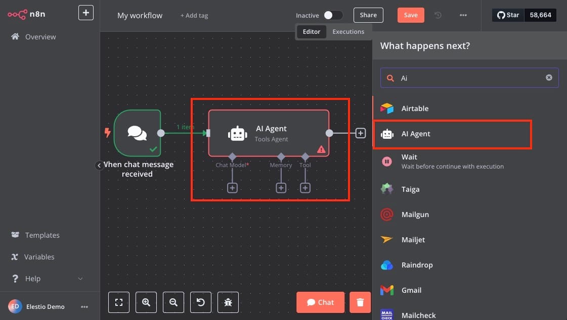 AI Agent node in N8N