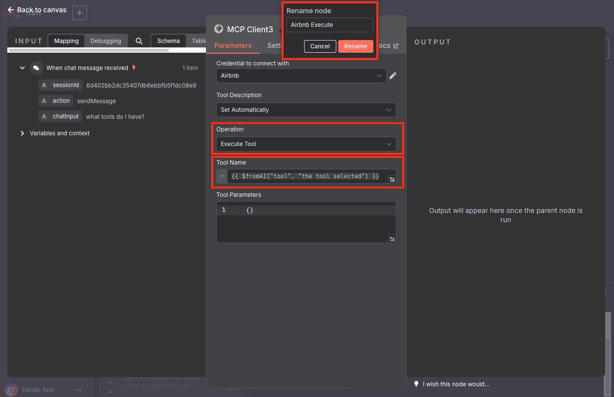 MCP Client for executing tool