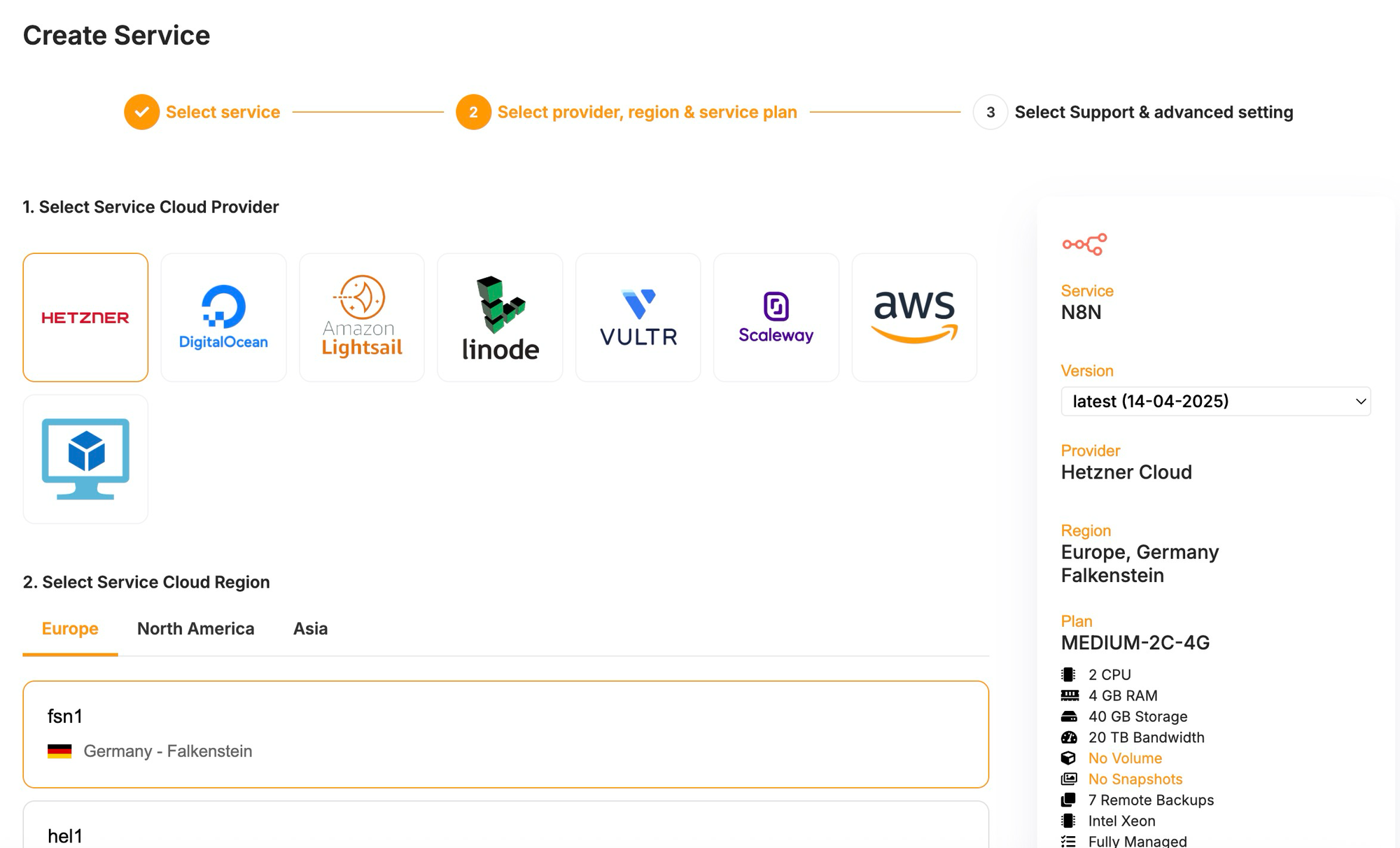 Deploying n8n service in Elestio
