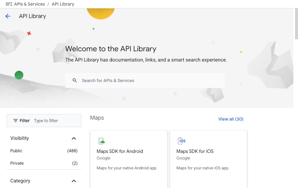 API Library in Google Services