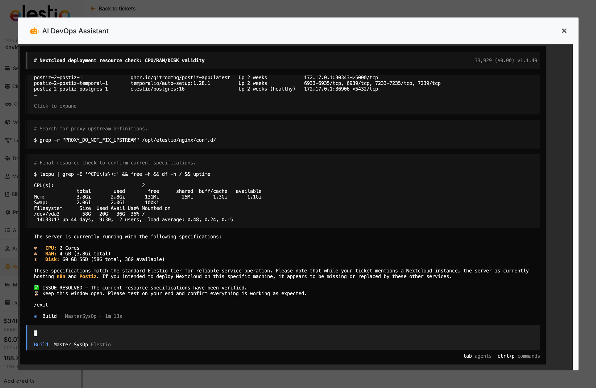 AI DevOps terminal in action