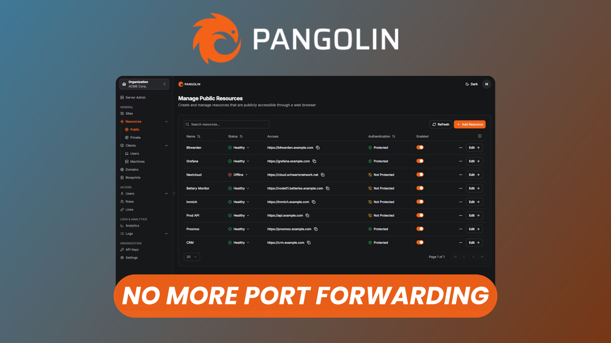 Pangolin: Free Open Source Alternative to Cloudflare Tunnels
