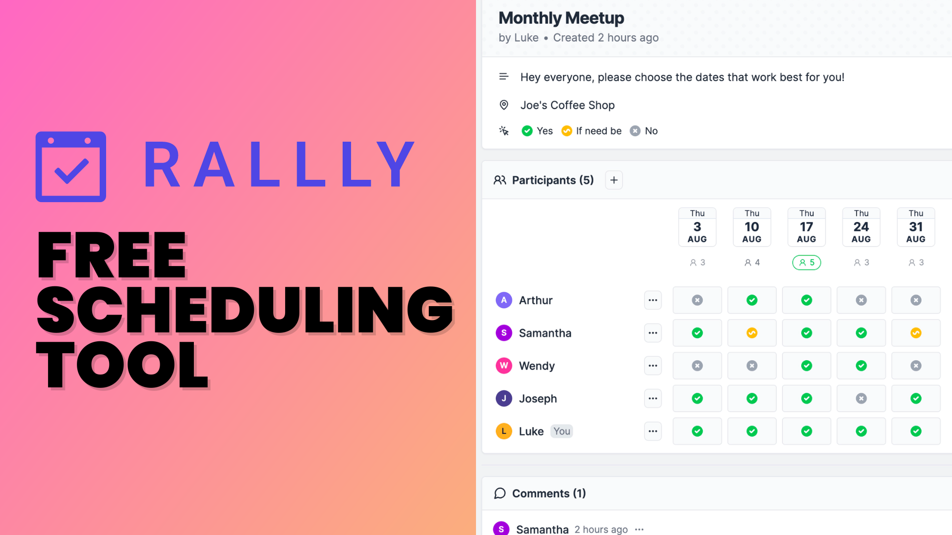 Rallly Free Online Meeting Scheduling Tool