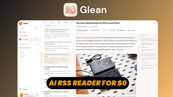 Glean: Free Open Source Self-Hosted RSS Reader with AI Smart Feed